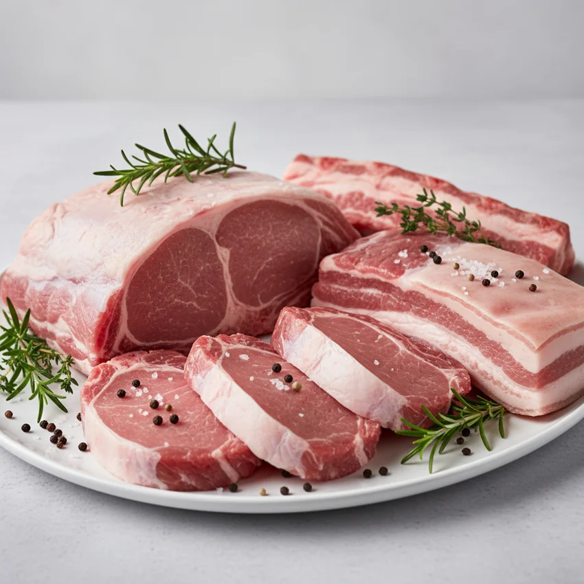 Selección de cortes de carne de cerdo